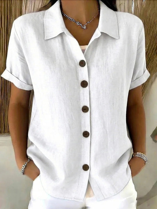 Breathable Short Sleeve Button Blouse