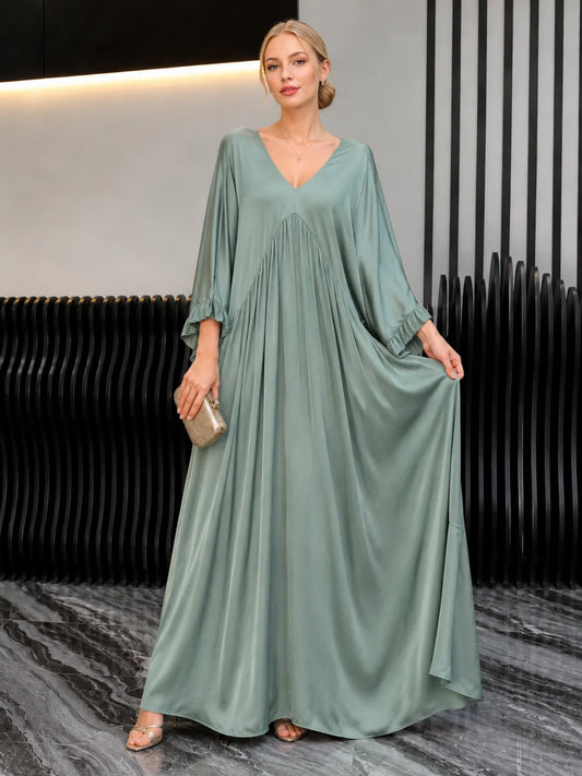 Women's V-neck Satin Comfortable Casual Dress