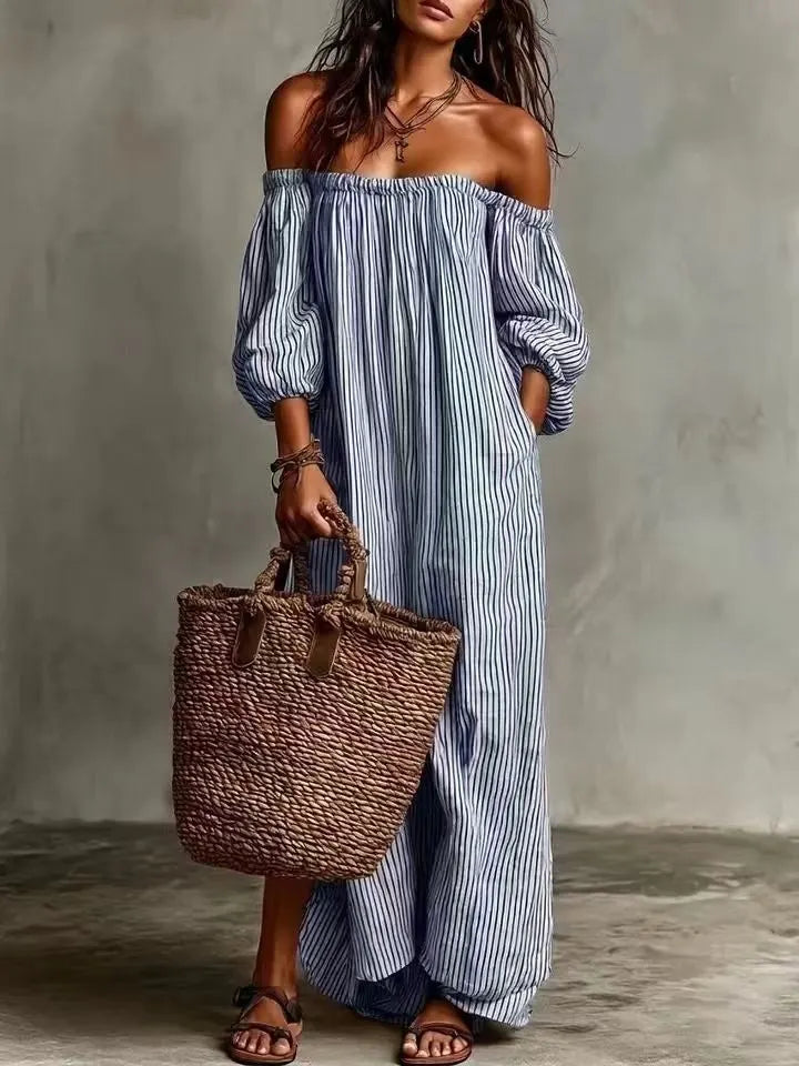 Casual Linen Blend Off‑The‑Shoulder Jumpsuit