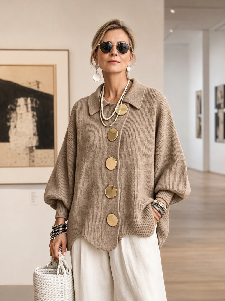 Casual Collared Button Knit Cardigan
