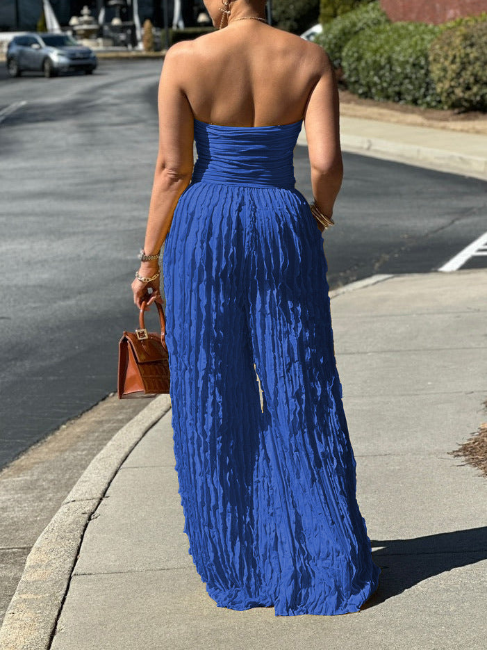 ⏳LAST DAY SALE 50% OFF💕Strapless Crinkle Wide-Leg Jumpsuit