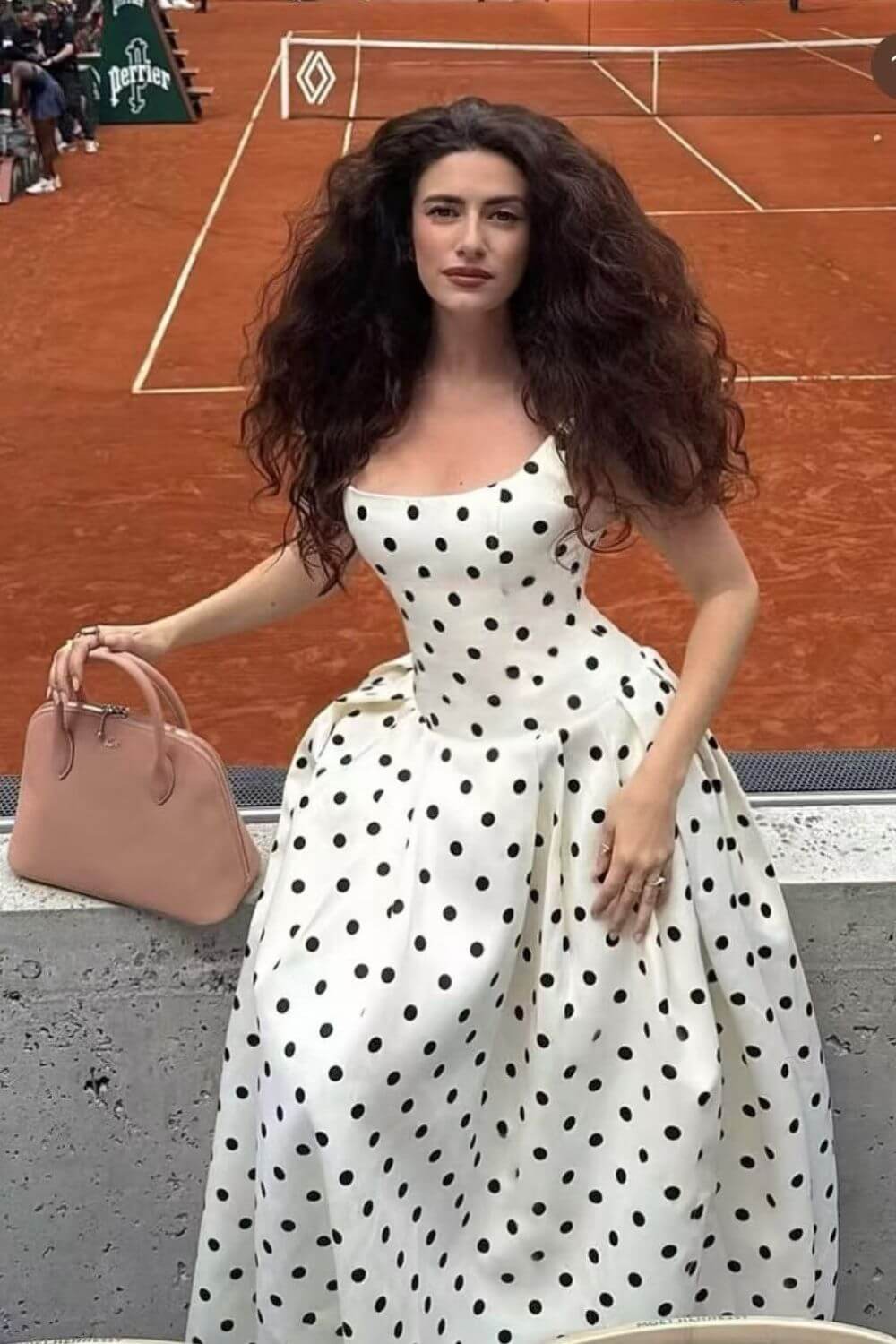Polka Dot Square Neck A-Line Midi Dress