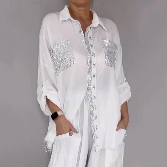 Sequined Blouse And Trousers Set