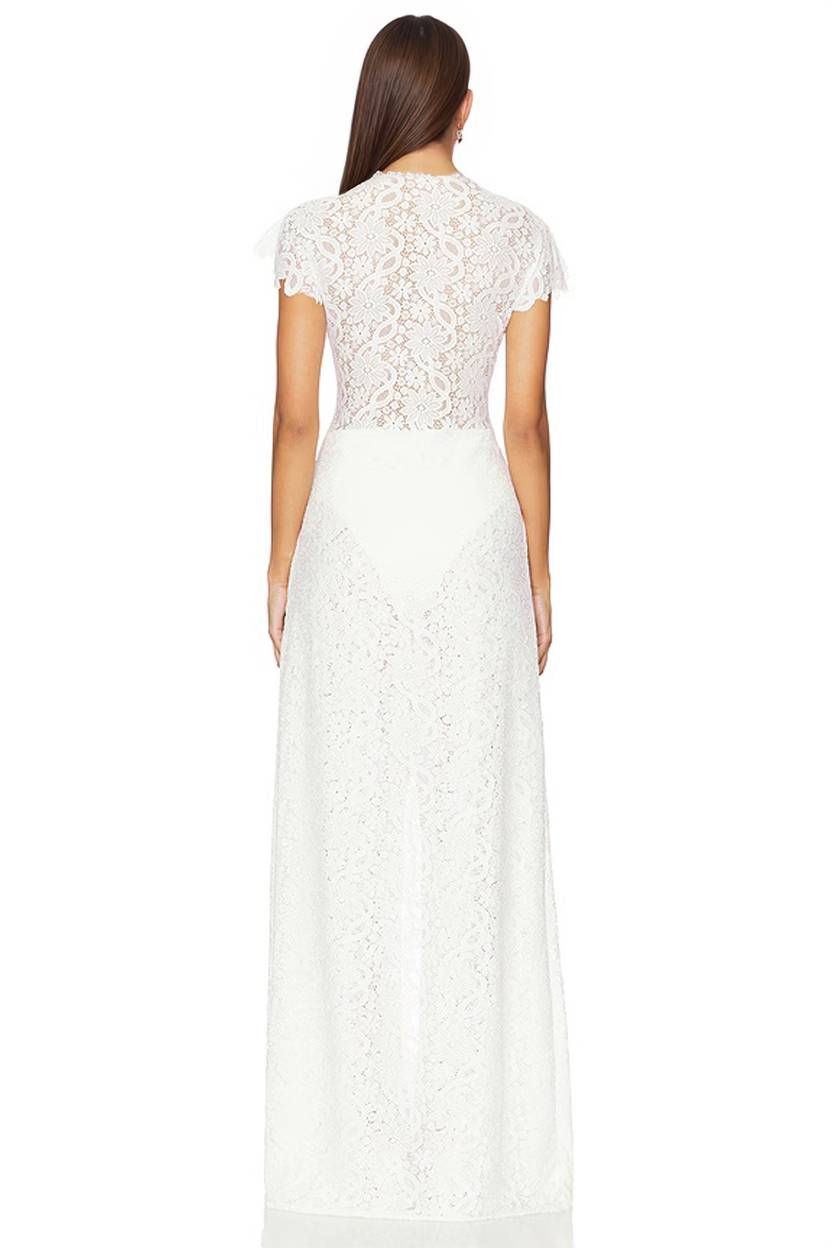 Cutout Lace Two‑Piece Formal Set, High‑Slit Wide Leg Pants Outfit