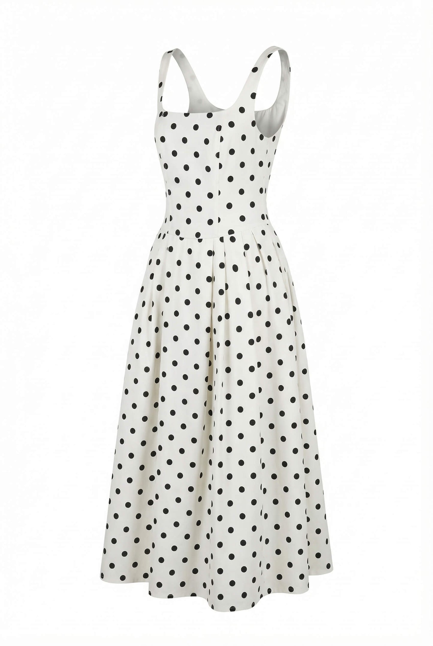 Polka Dot Square Neck A-Line Midi Dress