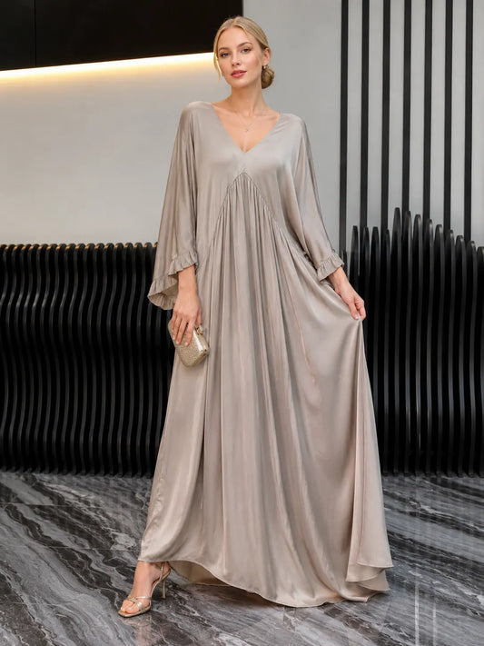 Women's V-neck Satin Comfortable Casual Dress