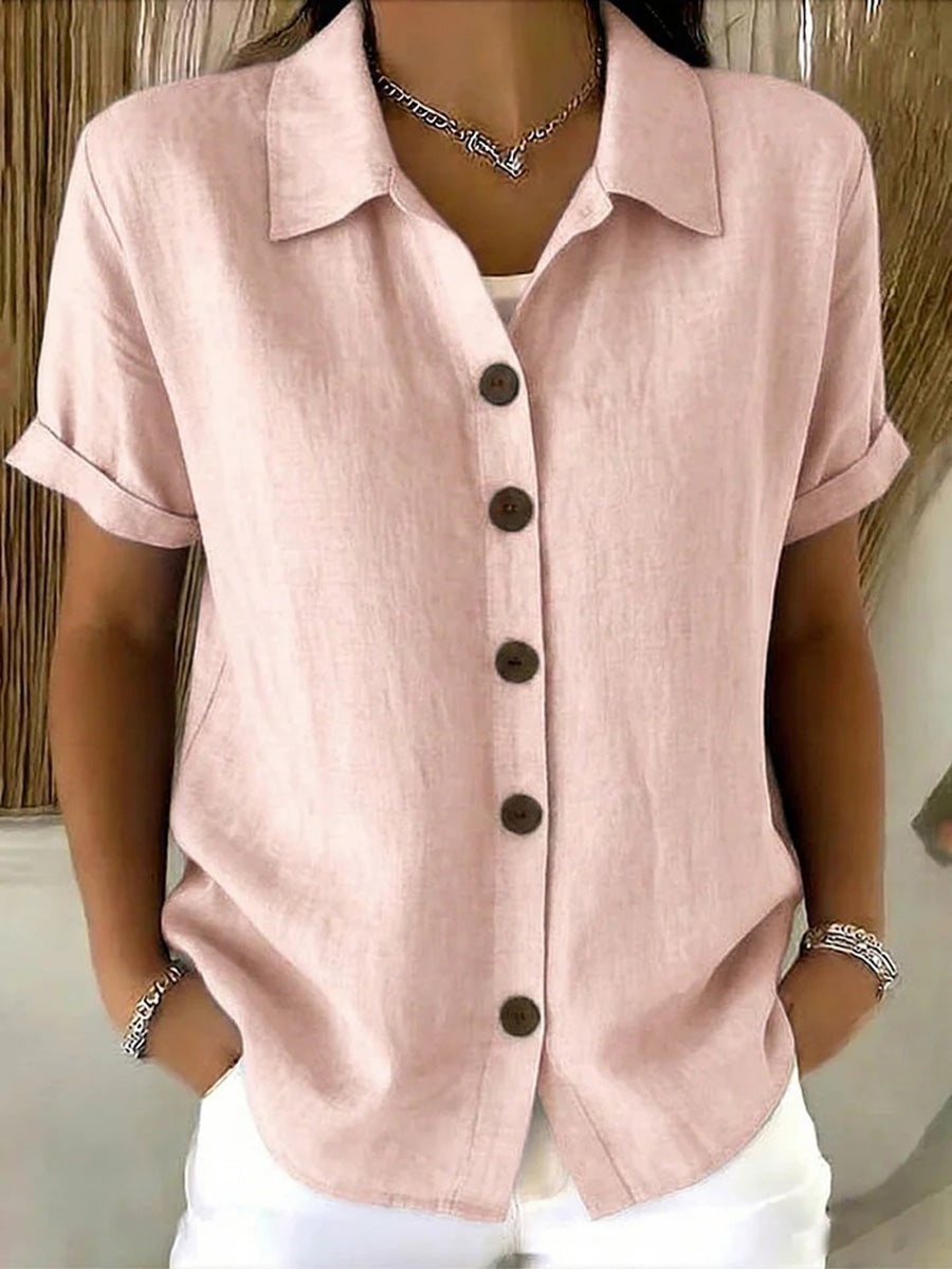Breathable Short Sleeve Button Blouse