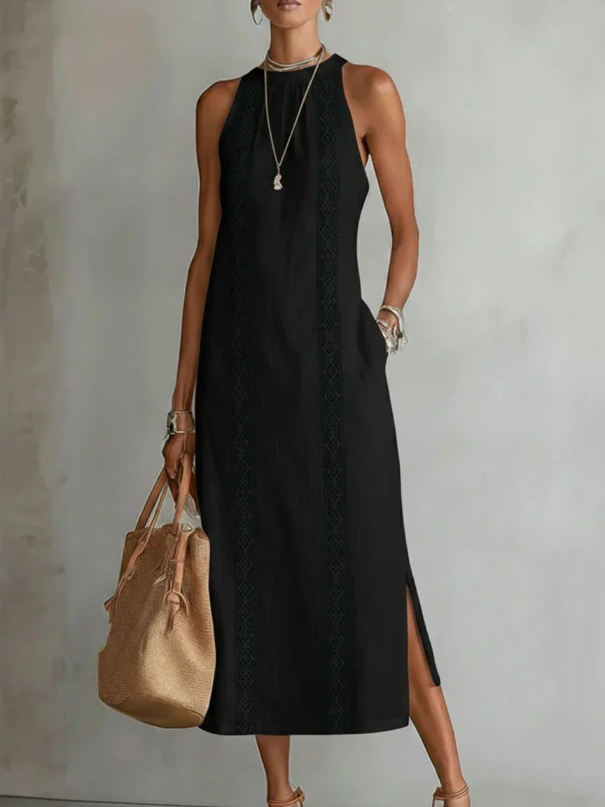 OFF-SHOULDER MAXI DRESS WITH SLIT
