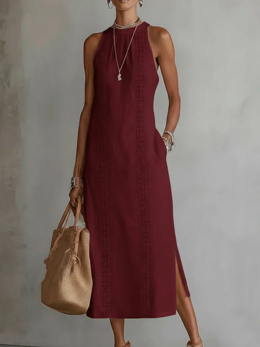 OFF-SHOULDER MAXI DRESS WITH SLIT
