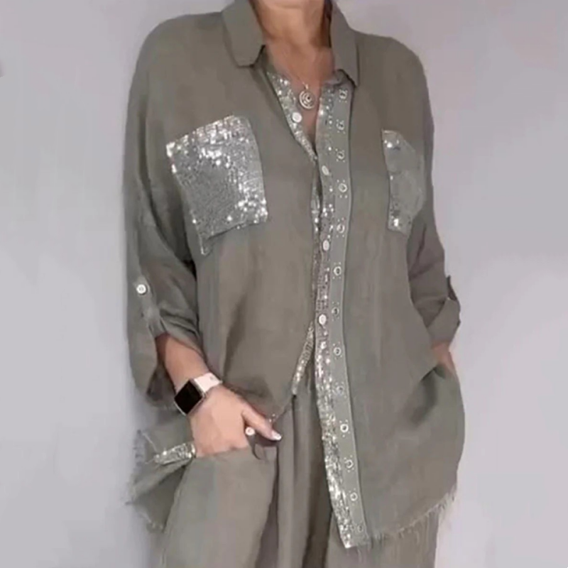 Sequined Blouse And Trousers Set