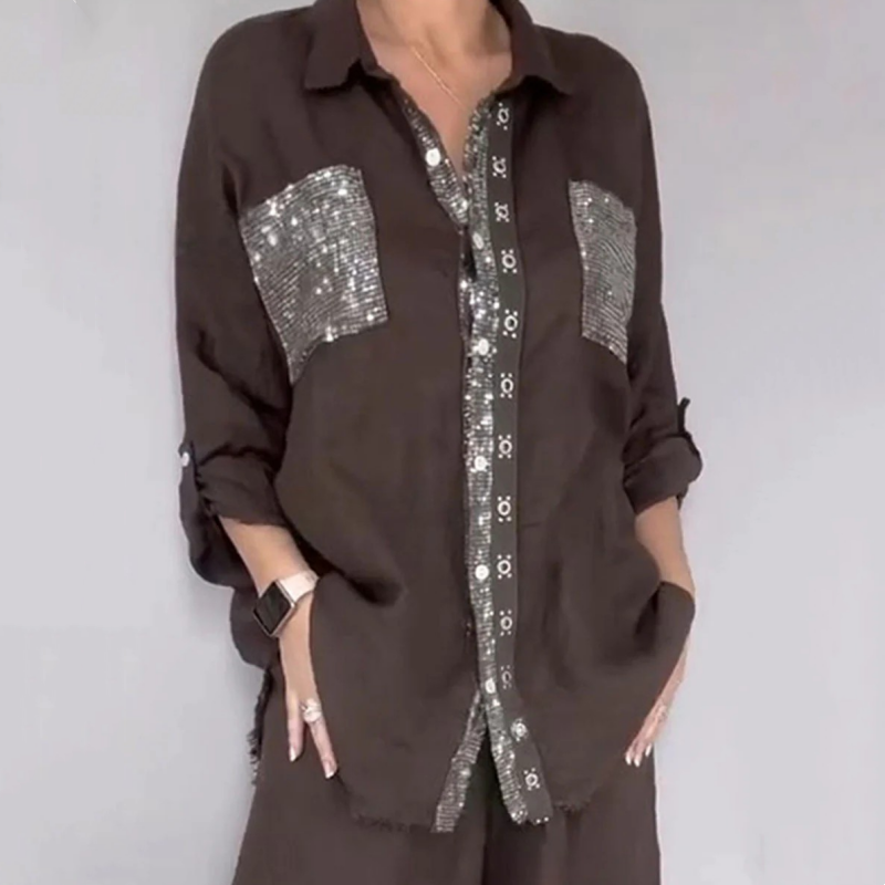 Sequined Blouse And Trousers Set