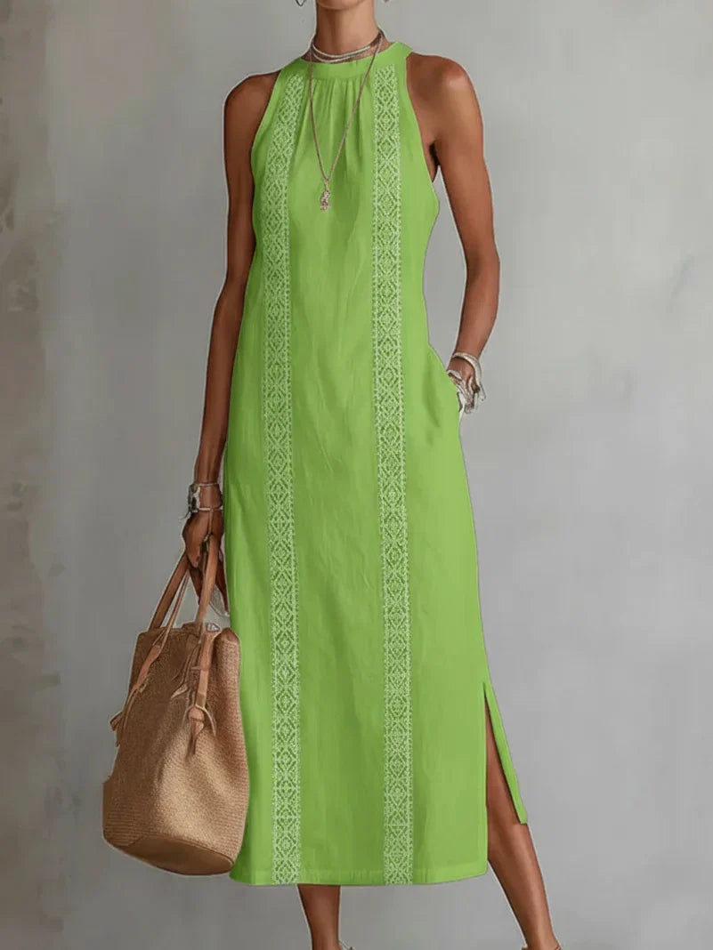 OFF-SHOULDER MAXI DRESS WITH SLIT