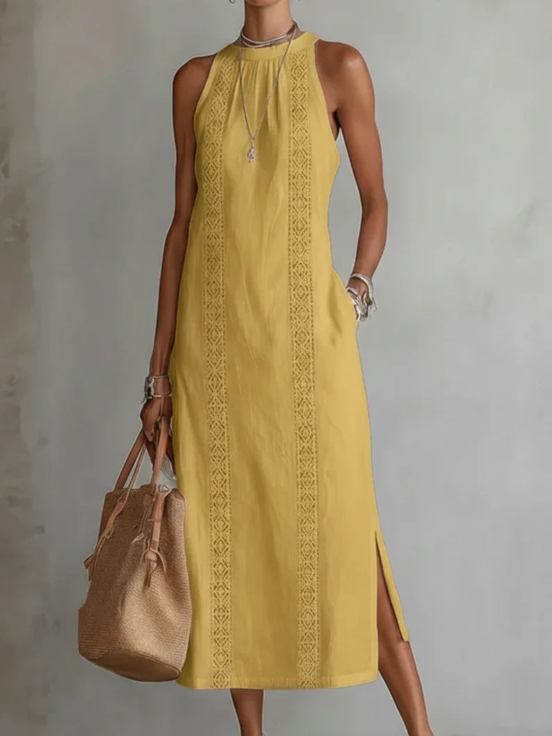 OFF-SHOULDER MAXI DRESS WITH SLIT
